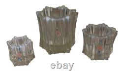 Set Of 3 Vintage? Fenton Vulcan Glass HP Opalescent Rim Candle Holders