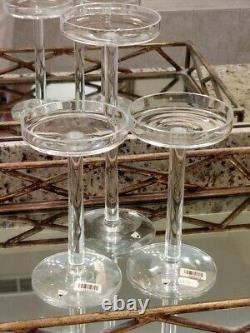 Set Of 3 Vintage Orrefors Clear Glass Pillar Candle Holders Made In Sweden