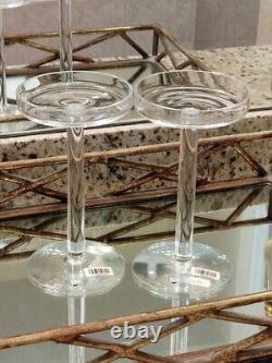 Set Of 3 Vintage Orrefors Clear Glass Pillar Candle Holders Made In Sweden