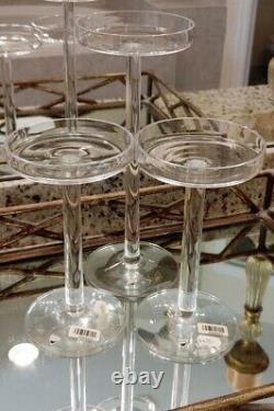 Set Of 3 Vintage Orrefors Clear Glass Pillar Candle Holders Made In Sweden