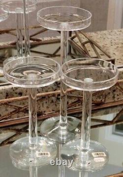 Set Of 3 Vintage Orrefors Clear Glass Pillar Candle Holders Made In Sweden