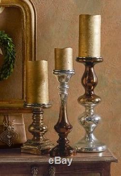 Set Of 6 Soft Surroundings Large Antique Mercury Glass Candle Holders NEW $349