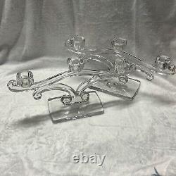 Set Of Vintage Crystal Trifecta Candle Holder Manganese Glows Under Blacklight