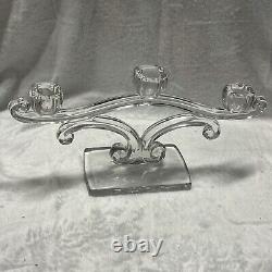 Set Of Vintage Crystal Trifecta Candle Holder Manganese Glows Under Blacklight