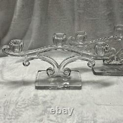 Set Of Vintage Crystal Trifecta Candle Holder Manganese Glows Under Blacklight