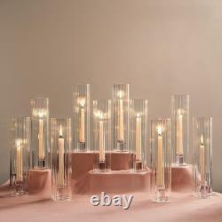 Set of 10 Hurricane Glass Candle Holders 11.8 Tall Candlestick Holders