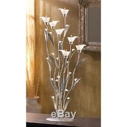 Set of 10 Silver Calla Lilies Tealight Candelabras Candle Holders