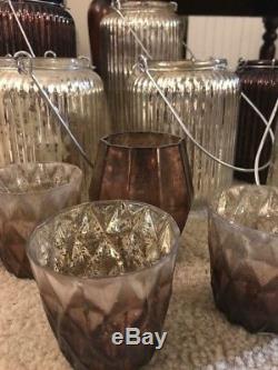 Set of 12 Mercury glass tealight/candle holders in varying sizes wedding decor