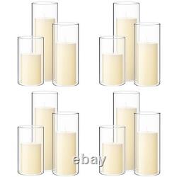 Set of 12 Pillar Candles and Glass Cylinder Vases Clear Cylinder CandleHolder