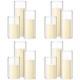 Set Of 12 Pillar Candles And Glass Cylinder Vases Clear Cylinder Candleholder