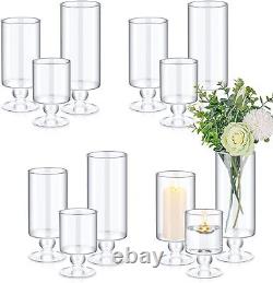 Set of 12 Size 5.5, 7.9, 9.3 Inch Tall Glass Pillar Candle Holders Glass Cylinde