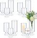 Set Of 12 Size 5.5, 7.9, 9.3 Inch Tall Glass Pillar Candle Holders Glass Cylinde