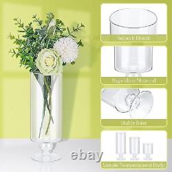 Set of 12 Size 5.5, 7.9, 9.3 Inch Tall Glass Pillar Candle Holders Glass Cylinde