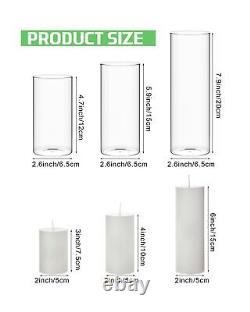Set of 12 White Pillar Candles and Glass Cylinder Vases Clear Cylinder Candle