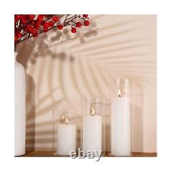 Set of 12 White Pillar Candles and Glass Cylinder Vases Clear Cylinder Candle