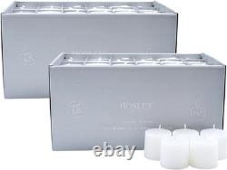 Set of 144 Unscented White Votive Candles Bulk Pack, Clean-Burning