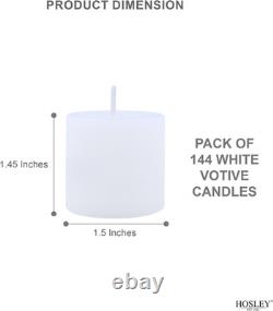 Set of 144 Unscented White Votive Candles Bulk Pack, Clean-Burning