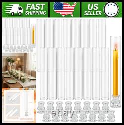 Set of 16 Hurricane Glass Candle Holders, 11.8 in Tall