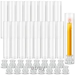Set of 16 Hurricane Glass Candle Holders, 11.8 in Tall