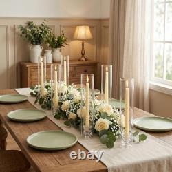 Set of 16 Hurricane Glass Candle Holders, 11.8 in Tall