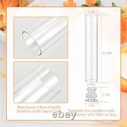 Set of 16 Hurricane Glass Candle Holders, 11.8 in Tall