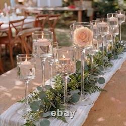 Set of 18 Glass Candle Holders with Stems for Floating Candles Display Set of 18 Glass Candle Holders with Stems for Floating Candles Display