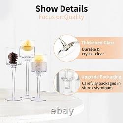 Set of 18 Glass Candle Holders with Stems for Floating Candles Display