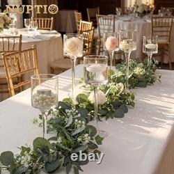 Set of 18 Glass Candle Holders with Stems for Floating Candles Display
