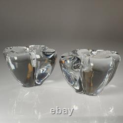 Set of 2 BACCARAT France Crystal Glass DIOMEDE Candlesticks Candle Holders 3.5