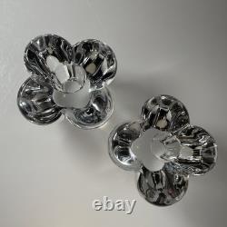 Set of 2 BACCARAT France Crystal Glass DIOMEDE Candlesticks Candle Holders 3.5