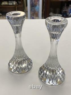 Set of 2 BACCARAT France MASSENA Crystal CANDLESTICK CANDLE HOLDERS Vintage VTG