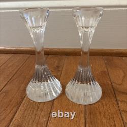 Set of 2 BACCARAT France MASSENA Crystal CANDLESTICK CANDLE HOLDERS Vintage VTG