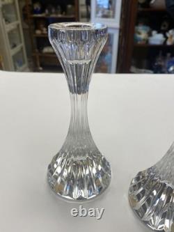 Set of 2 BACCARAT France MASSENA Crystal CANDLESTICK CANDLE HOLDERS Vintage VTG