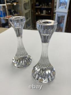 Set of 2 BACCARAT France MASSENA Crystal CANDLESTICK CANDLE HOLDERS Vintage VTG