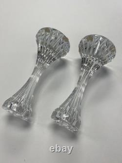 Set of 2 BACCARAT France MASSENA Crystal CANDLESTICK CANDLE HOLDERS Vintage VTG