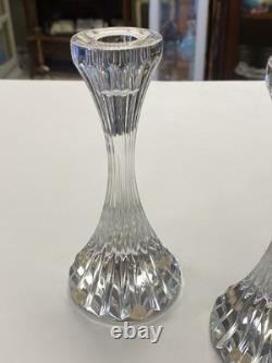 Set of 2 BACCARAT France MASSENA Crystal CANDLESTICK CANDLE HOLDERS Vintage VTG