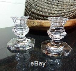 Set of 2 Baccarat 3 1/4 Crystal Regence Candlesticks Candle Holders Mint France