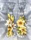 Set Of 2 Cevik Floral Candle Holders, Lilies & Daisies, 10.75 Tall