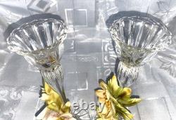 Set of 2 Cevik Floral Candle Holders, Lilies & Daisies, 10.75 tall