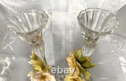Set of 2 Cevik Floral Candle Holders, Lilies & Daisies, 10.75 tall