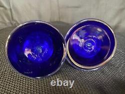 Set of 2 Chatham Glass COBALT Candlestick Holders Signed / Dated 1999