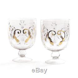 Set of 2 Classic Inspired Style Etched Glass Candle Holder Decor 10469