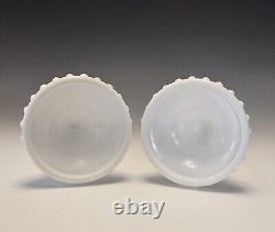 Set of 2 Fenton Milk Glass Hobnail Candlesticks Candle Holders 9 Label Vintage