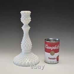 Set of 2 Fenton Milk Glass Hobnail Candlesticks Candle Holders 9 Label Vintage