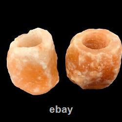 Set of 2 Himalayan Salt Candle Stick Holders 4T 3W