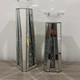 Set Of 2 Modern Silver Hexagonal Mirrored Glass Candle Holders For Pillar