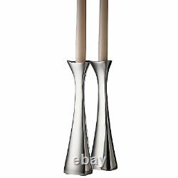Set of 2 Nambe Tri-Corner 9.5 Inch Modern Candlesticks Alloy Candle Holders
