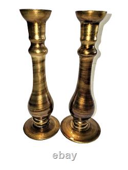 Set of 2 Painted Glass Candleholders. Made by lVV Leading Italian Glasswares