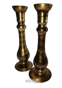 Set of 2 Painted Glass Candleholders. Made by lVV Leading Italian Glasswares