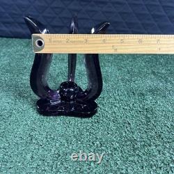 Set of 2 RARE MCM Viking Glass Epic Candle Holders Amethyst Plum Candlesticks